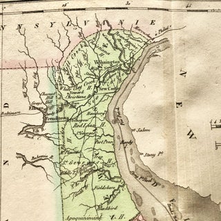 Hand-Colored 1825 French Map of Delaware, with Slave and Free Black Census