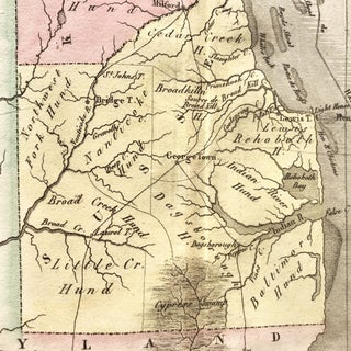 Hand-Colored 1825 French Map of Delaware, with Slave and Free Black Census