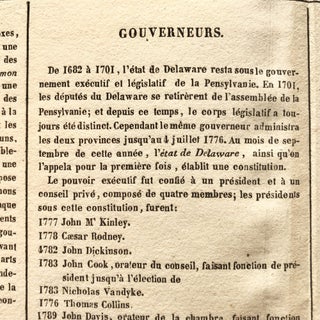Hand-Colored 1825 French Map of Delaware, with Slave and Free Black Census