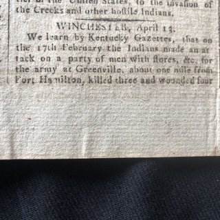 1795 newspaper GEORGE WASHINGTON SIGNS ACT for CUSTOMS LAWS along COAST OF MAINE
