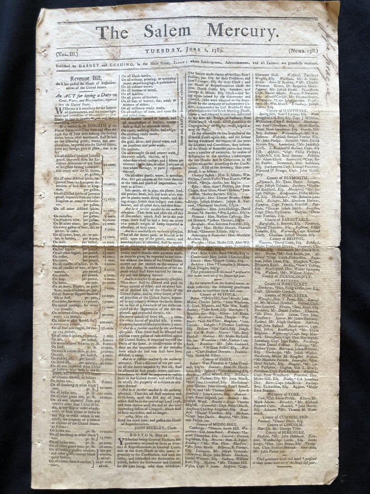 Item #13370 1789 newspaper CONGRESS CONGRATULATES GEORGE WASHINGTON on ELECTION as PRESIDENT. Washington Letter After Being Elected First U. S. President.