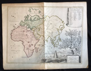 Item #13425 Afbeeldinge der Oude Waereld [Hand-colored Decorative Map of Old World]. Willem...