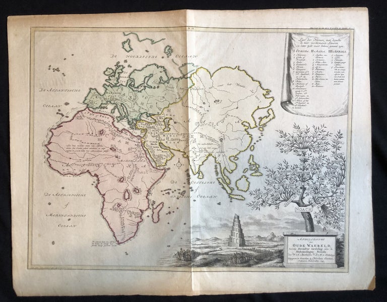 Item #13425 Afbeeldinge der Oude Waereld [Hand-colored Decorative Map of Old World]. Willem Albert Bachiene.
