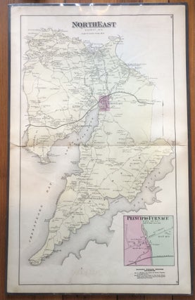 Item #13436 1877 Hand-Colored Map NORTHEAST NARYLAND Chesapeake Bay CECIL COUNTY Elk Neck