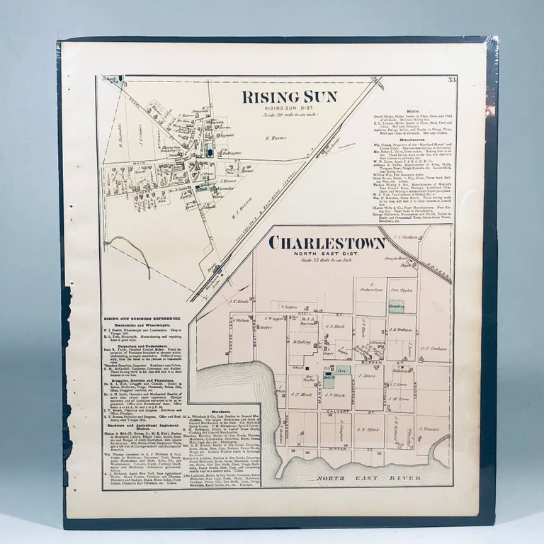 Item #14377 1877 Hand-Colored Street Map of Rising Sun & Charlestown, Cecil County, Maryland