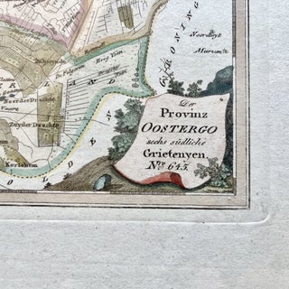 1791 Hand-colored map of The Province of Oostergo (Eastergoa), the Netherlands. Franz Johan Joseph von Reilly.