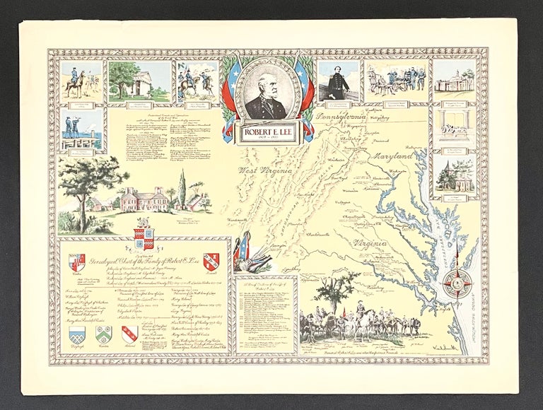 Item #15130 Rare 1949 CIVIL WAR Robert E. Lee Memorial Pictorial Map of Maryland & Virginia. Karl Smith.