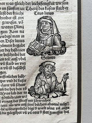 An Original 1493 Illustrated Leaf from the Nuremberg Chronicle, German Translation
