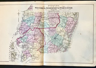 Item #15157 Original 1877 Hand-Colored Map of the Lower eastern Shore of Maryland (Wicomico,...