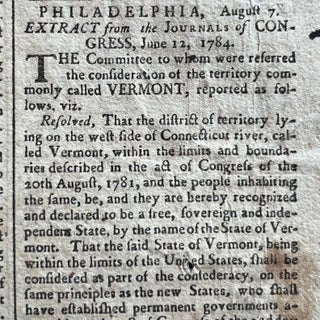 1784 REVOLUTIONARY ERA Newspaper PAUL REVERE MASTHEAD George Washington Letter
