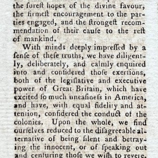1774 pre-REVOLUTIONARY WAR newspaper PROCEEDINGS of the 1ST CONTINENTAL CONGRESS