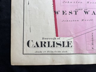 Rare 1872 Hand-Colored Map of Carlisle, Pennsylvania with Property Owner Names and Building Footprints