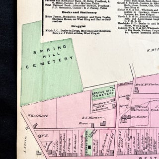 Rare 1872 Hand-Colored Map of Shippensburg, Pennsylvania with Property Owner Names and Building Footprints