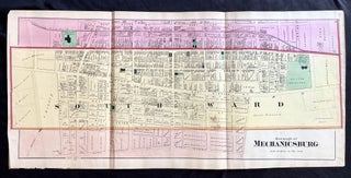 Item #15335 Rare 1872 Hand-Colored Map of Mechanicsburg, Pennsylvania with Property Owner Names...