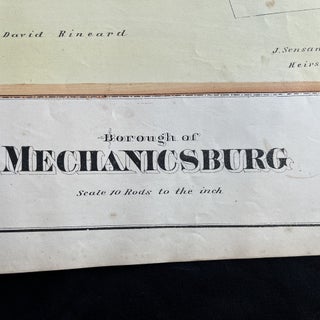 Rare 1872 Hand-Colored Map of Mechanicsburg, Pennsylvania with Property Owner Names and Building Footprints
