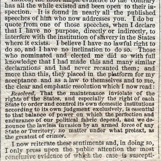 Abraham Lincoln Inaugurated as 16th President, with a Complete Printing of his Iconic 1st Inaugural Address