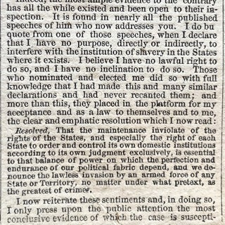 Abraham Lincoln Inaugurated as 16th President, with a Complete Printing of his Iconic 1st Inaugural Address
