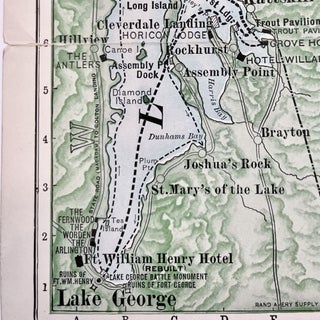 1912 Lake George Steamboat Company illustrated Map Highlighting Steamboat Routes