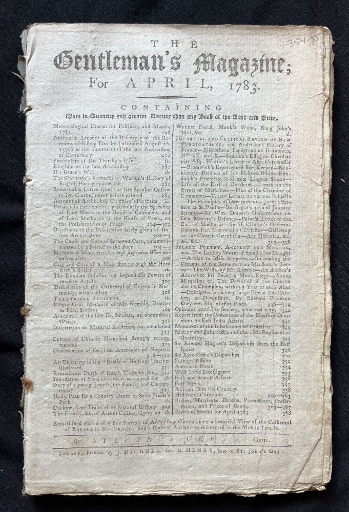 Item #15645 1783 newspaper w EARLY NEWS of FLORIDA after REVOLUTIONARY WAR