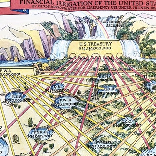1934 LeRoy Appleton Pictorial Map of the Distribution of Money in FDR's New Deal