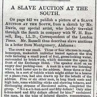 An Original 1861 CIVIL WAR Newspaper with a Poster Engraving of a Southern Slave Auction