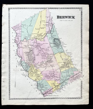 Item #15733 1872 Hand-Colored Street Map of Berwick, Maine with property owner names. Maine...
