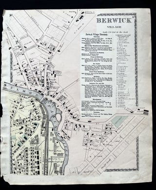 Item #15734 1872 Hand-Colored Street Map of Berwick Village, Maine with property owner names and...