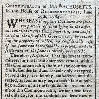 1784 REVOLUTIONARY ERA Newspaper PAUL REVERE MASTHEAD Hancock ADAMS Early July 4 Celebration