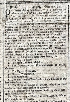 1784 REVOLUTIONARY ERA Newspaper PAUL REVERE MASTHEAD Lafayette HENRY KNOX PROCLAMATION