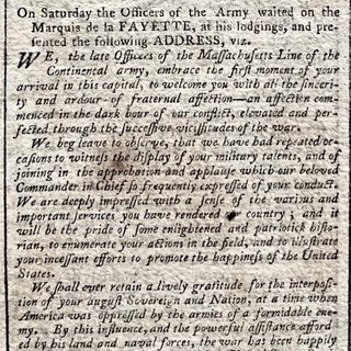 1784 REVOLUTIONARY ERA Newspaper PAUL REVERE MASTHEAD Lafayette HENRY KNOX PROCLAMATION