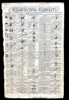 Item #16012 1817 Charleston, South Carolina newspaper with Front-Page Illustrated Slave Ads...