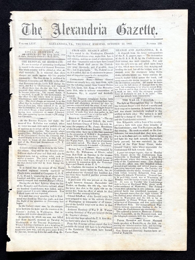 Item #16014 1863 CIVIL WAR newspaper MARYLAND PLANTERS ask ABRAHAM LINCOLN to Remove NEGR0 UNION SOLDIERS from State. Compelling U. S. COLORED TROOP History in Maryland!