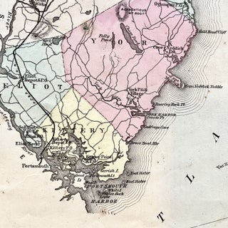1872 Hand-Colored Street Map of York County, Maine with Kennebunkport, Kennebunk, Biddeford