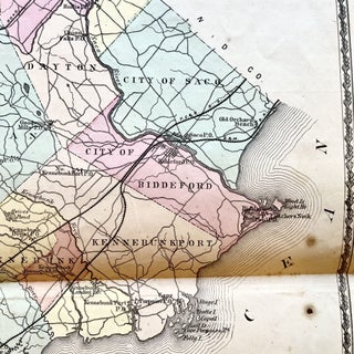 1872 Hand-Colored Street Map of York County, Maine with Kennebunkport, Kennebunk, Biddeford