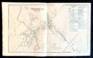 Item #16071 1872 Hand-Colored Street Map of Kennebunk, Maine w building footprints and Property...