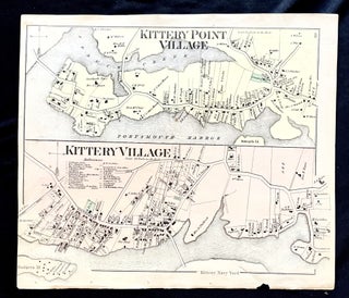 Item #16072 1872 Hand-Colored Street Map of Kttery Point Village and Kittery Village, Maine....
