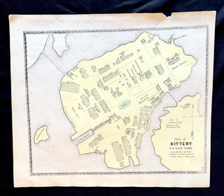 Item #16080 1872 Hand-Colored Plan of Kittery U.S. Navy Yard, Maine w labeled building footprints...