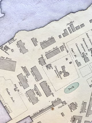 1872 Hand-Colored Plan of Kittery U.S. Navy Yard, Maine w labeled building footprints just after the Civil War