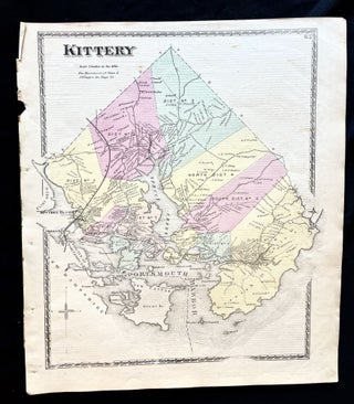 Item #16082 1872 Hand-Colored Street Map of the Kittery, Maine region w Property Owner Names just...