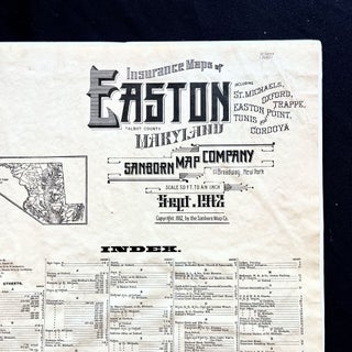 Rare 1912 Sanborn Insurance Map of Easton, Maryland (Talbot County)