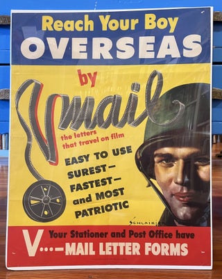 Item #16119 Original 1942 WW II US Mail Poster - 'Reach Your Boy Overseas by V-Mail'. WW II USPS...