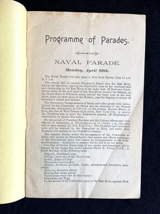 Programme of Parades: 1789-1889 Washington's Inaugural Celebration