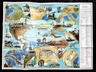 Item #16152 The Ernest Hemingway Adventure Map of the World. A unique addition to any fine...