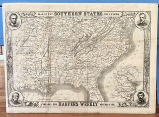 Item #16153 Rare 1861 Civil War map of the Confederate States, with Abraham Lincoln and others in...