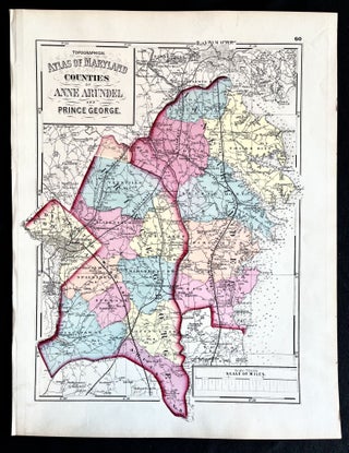 Item #16186 1873 Hand-Colored Martinet Atlas Map of Anne Arundel and Prince George's Counties,...