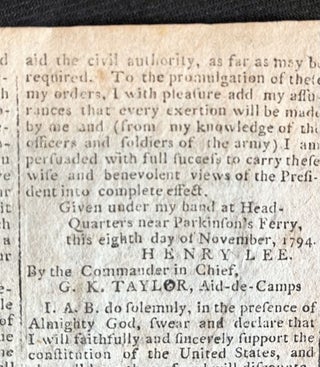 1794 newspaper with Two Light Horse Harry Lee Letters During the Whiskey Rebellion