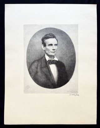 Item #16443 1928 Timothy Cole Engraved Woodcut Print of a BEARDLESS Abraham Lincoln. 1928...