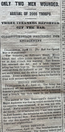 1861 CIVIL WAR newspaper CONFEDERATES FIRE on FORT SUMTER Civil War Begins
