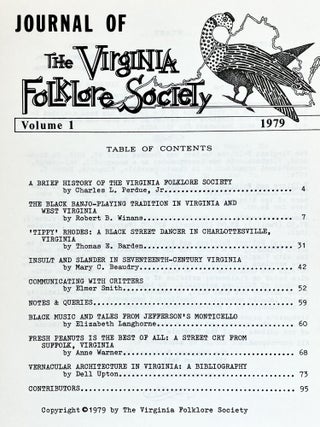 Folklore and Folklife in Virginia (Two Volumes, 1979-1981)