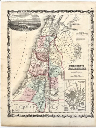 1860 Hand-Colored Johnson's Map of Palestine